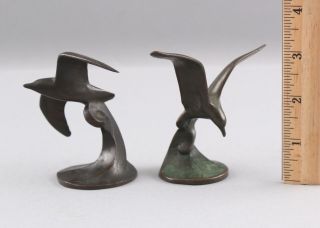 Pr Small Antique William Boogar Modernist Bronze Sculpture Seagulls In Flight