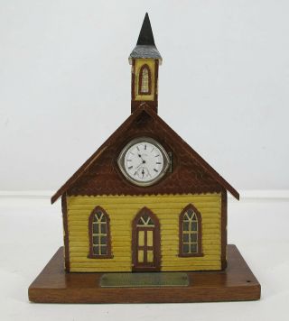 Antique Folk Art Presentation Wood Church &1800 