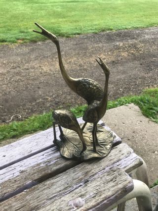 Vintage Bronze Ibis Bird Sculpture,  11 1/2 " High,  Handsome