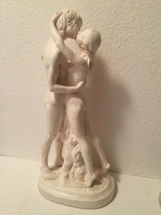 Vintage A Santini Sculpture Nude Naked Man Woman Kissing 15 " The Lovers
