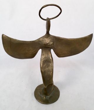 Vintage Hard To Find Signed 1980 Bob Winship Bronze Angel Sculpture Mystical Euc