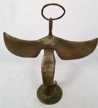 Vintage Hard To Find SIGNED 1980 BOB WINSHIP Bronze Angel Sculpture Mystical EUC 4