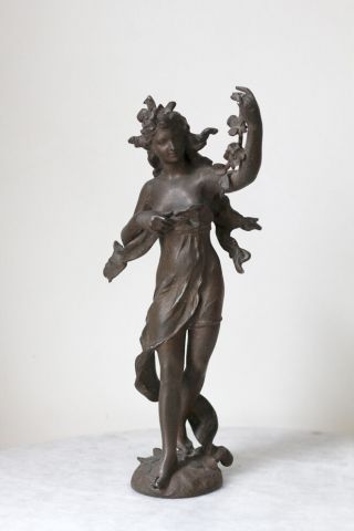 1900s French Bronze Female Allegoric Nude,  Marianne,  Signed