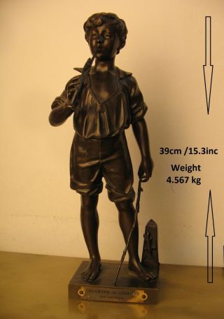 19th C Bronze Statue Charmeur De Lezards By Adolphe Laverne