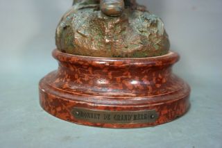 Ca.  1910 Antique FRENCH ART NOUVEAU Bronzed BOY & GRANDMA BONNET Sculpture STATUE 4
