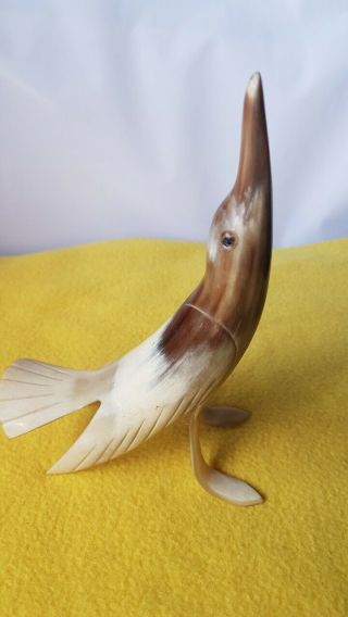 Unique Artwork Sculpture Bird Hand - Carved From Ox Horn Figurine Handmade