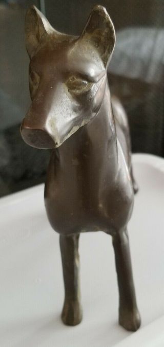 Vintage Doberman Pinscher solid bronze MSR dog Statue Figurine 7 