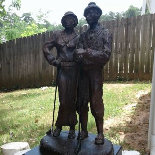 Vintage Austin Sculptures Golf Couple Statue " Country Club " 10 Lbs 16 " Signed