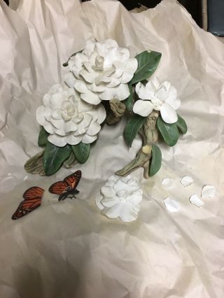 Boehm Limited Edition Porcelain Gardenia With Butterfly Sculpture Figurine