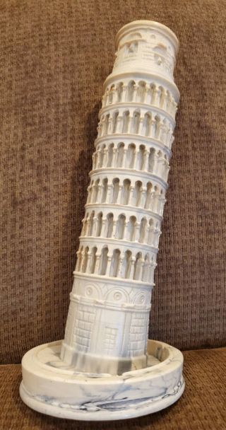 Antique Italian Marble Resin Sculpture Leaning Tower Of Pisa