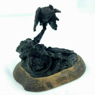 Bronze Western Sculpture Art Vulture Bison Skull Jack Stevens 1973 Limited 8/50