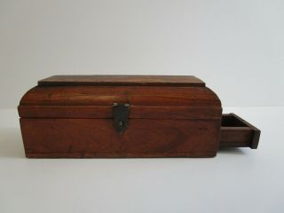 Antique Vintage Old Wood Casket Box Trunk Chest Desk Stash Relic Carving 10 Inch