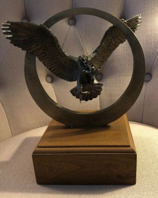 Bronze Eagle Statue,  Intitled " Ready For Action ",  1984 By Wally Shoop