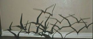 1970 Curtis Jere " Birds In Flight " Metal Sculpture Wall Hanging Black Signed