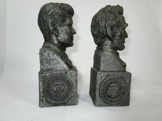 Presidents Lincoln & Kennedy Busts JFK Pewter Bonded Stone Sculpture Genesis Pro 4