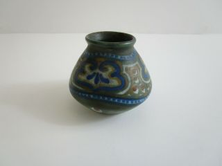 Small Gouda Pot Painting Vase Sculpture Art Deco Nouveau Arts And Crafts Vintage