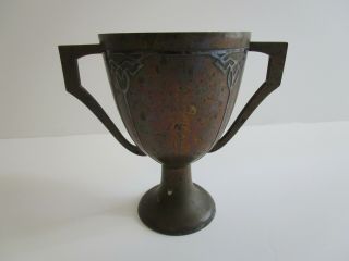 Heintz Arts & Crafts Art Nouveau Vase Sterling Overlay Patinated Bronze Golf 8 "