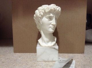 A.  Giannelli Alabaster Sculpture Bust Of " David " Marble Base 1965 With Tag