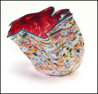 Dale Chihuly Large Hand Blown Glass Macchia Signed Color Basket Art