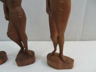 Set Of 3 Bali Wood Sculpture Statuette Hand Carved Nude Ladies 13 