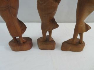 Set Of 3 Bali Wood Sculpture Statuette Hand Carved Nude Ladies 13 