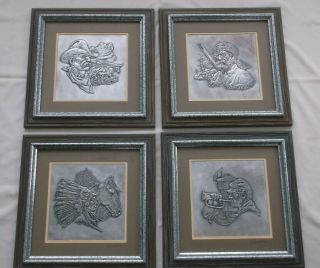 The Westerners Silver Wall Sculptures By Gordon Phillips Signed 1976 Full Set