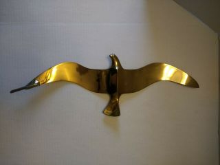 Curtis C Jere 1984 Brass Seagull in Flight Sculpture Signed Black Marble Base 7