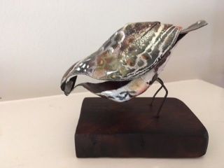 Vintage Hand Made Enamel/metal Bird/quail Sculpture Mid Century Modern