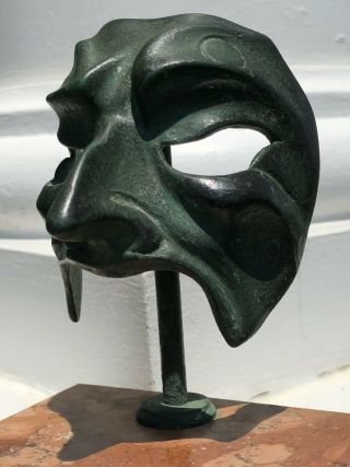 Mid - Century Bronze Sculpture of a Demonic Mask 3