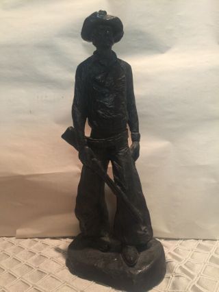 Michael Garman 12in Bronzetone Western Cowboy Scout Sculpture Signed 1969 Figure
