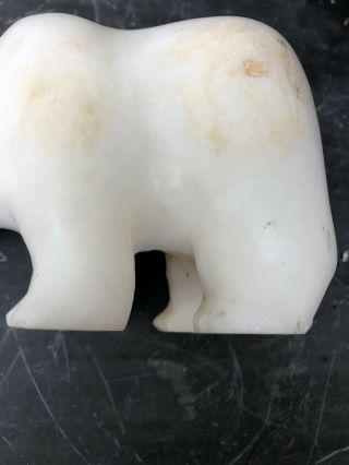 Antique Polar Bear Hand Carved Marble Stone 5x3 Sculpture Standing Walking 5