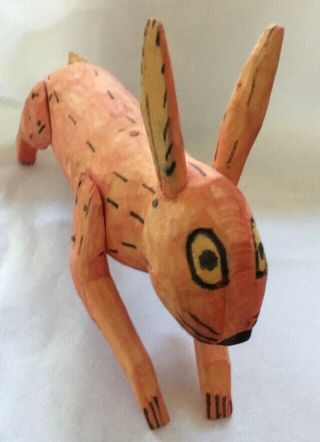 RABBIT Primitive Hand carved painted wood animal estate purchase BUNNY ‘80 3