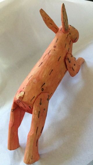 RABBIT Primitive Hand carved painted wood animal estate purchase BUNNY ‘80 6