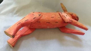 RABBIT Primitive Hand carved painted wood animal estate purchase BUNNY ‘80 7