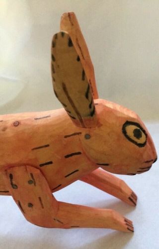 RABBIT Primitive Hand carved painted wood animal estate purchase BUNNY ‘80 8