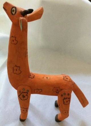 GIRAFFE Primitive Hand carved painted wood animal estate purchase 1980 6