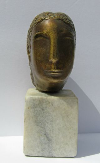 Listed William Zorach Authentic 1 - Of - A - Kind Head Of Man Bronze Sculpture No Res