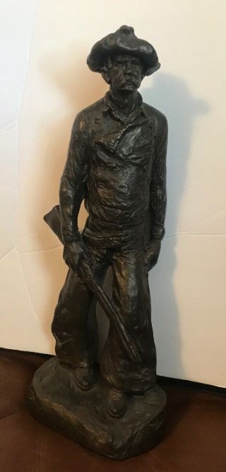 Michael Garman 12in Bronze - Tone Western Cowboy Scout Sculpture Euc