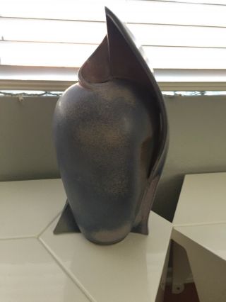 Art Deco Machine Age Wing Geometric Ceramic Vase Sculpture 13.  5” Signed Sclight 4