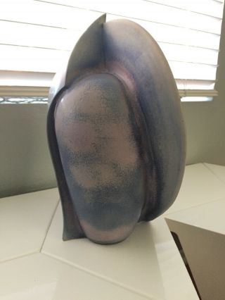 Art Deco Machine Age Wing Geometric Ceramic Vase Sculpture 13.  5” Signed Sclight 7