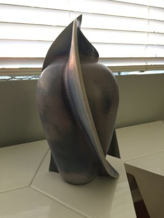 Art Deco Machine Age Wing Geometric Ceramic Vase Sculpture 13.  5” Signed Sclight 8