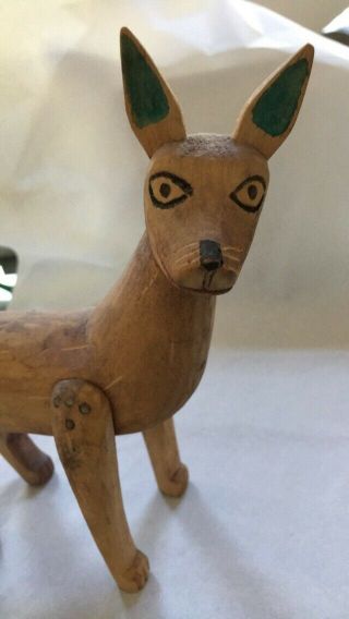 Dog Coyote Primitive Hand Carved Painted Wood Animal Estate Purchase 1980