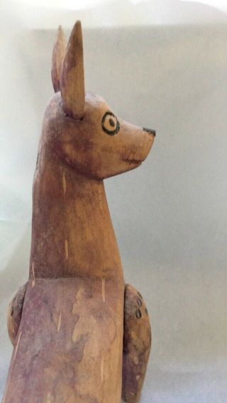 DOG COYOTE primitive Hand carved painted wood animal estate purchase 1980 5