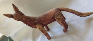 DOG COYOTE primitive Hand carved painted wood animal estate purchase 1980 6