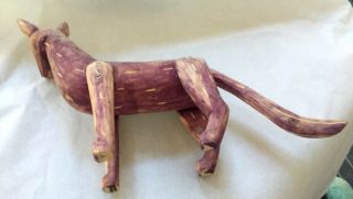 DOG COYOTE primitive Hand carved painted wood animal estate purchase 1980 7