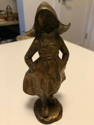 Hans Keck Early 20th C.  Gilt Bronze Figure Of A Dutch Girl - Incomplete