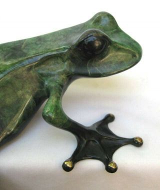 Large LTD ED Tim Cotterill Frogman Bronze enamel Leg Over mantle Frog Sculpture 2