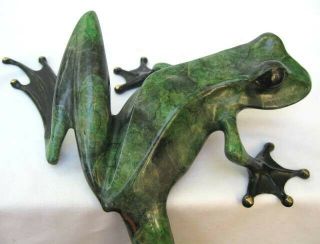 Large LTD ED Tim Cotterill Frogman Bronze enamel Leg Over mantle Frog Sculpture 3