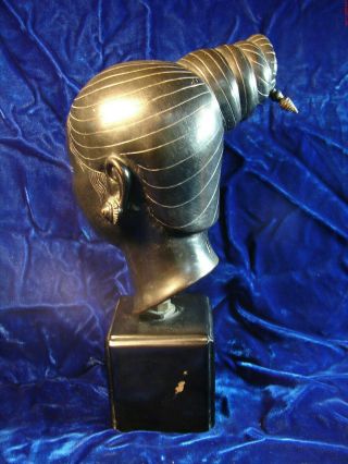 NGUYEN THANH LE Bronze Sculpture Head of Vietnamese Young Woman Patina 4