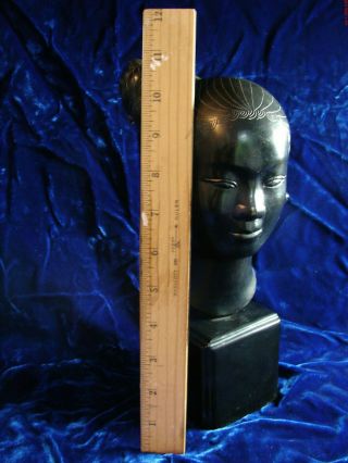 NGUYEN THANH LE Bronze Sculpture Head of Vietnamese Young Woman Patina 7